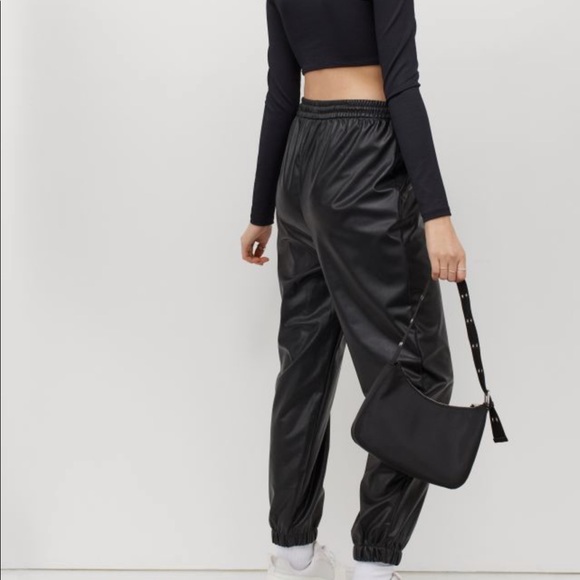 NWT H&M FAUX LEATHER JOGGERS - Picture 2 of 5
